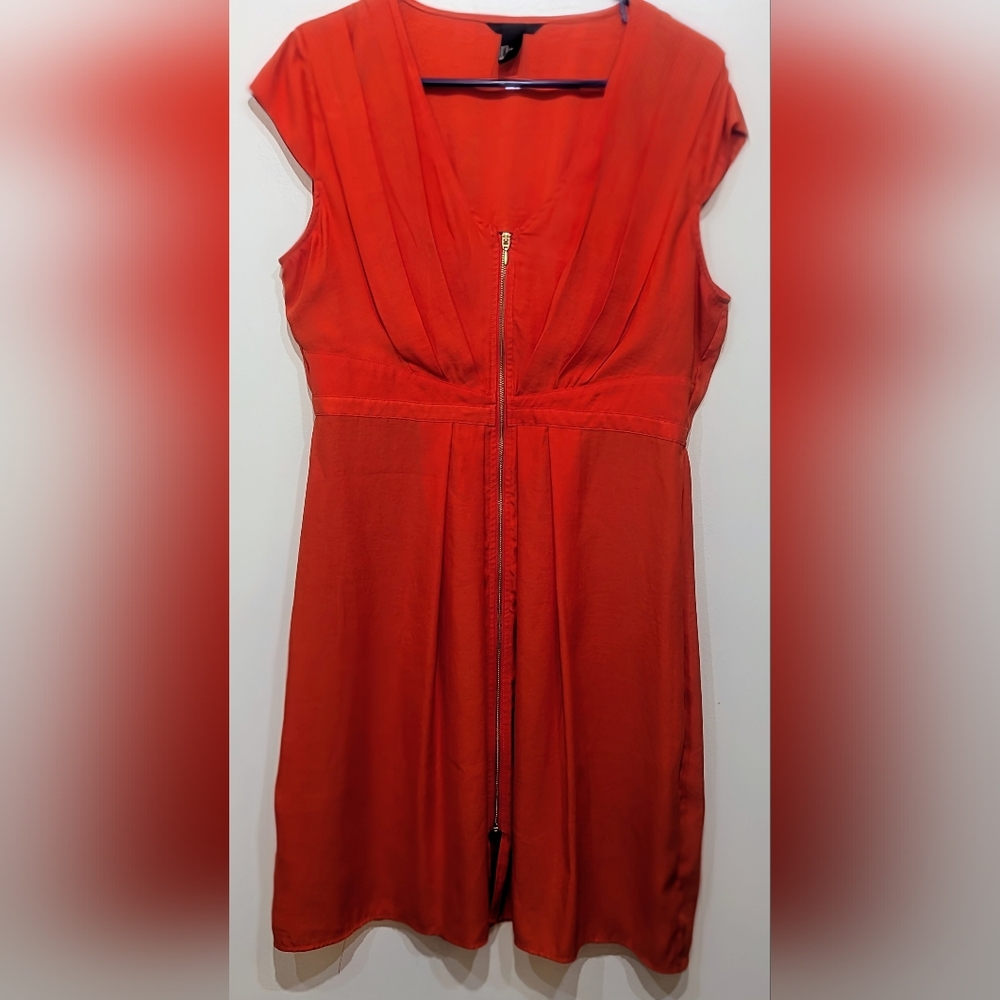 H&M Vibrant Orange Zip Up Dress